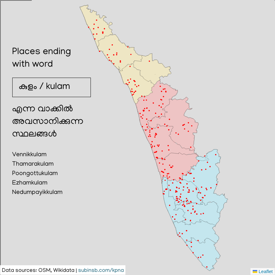 kulam suffixed places in Kerala